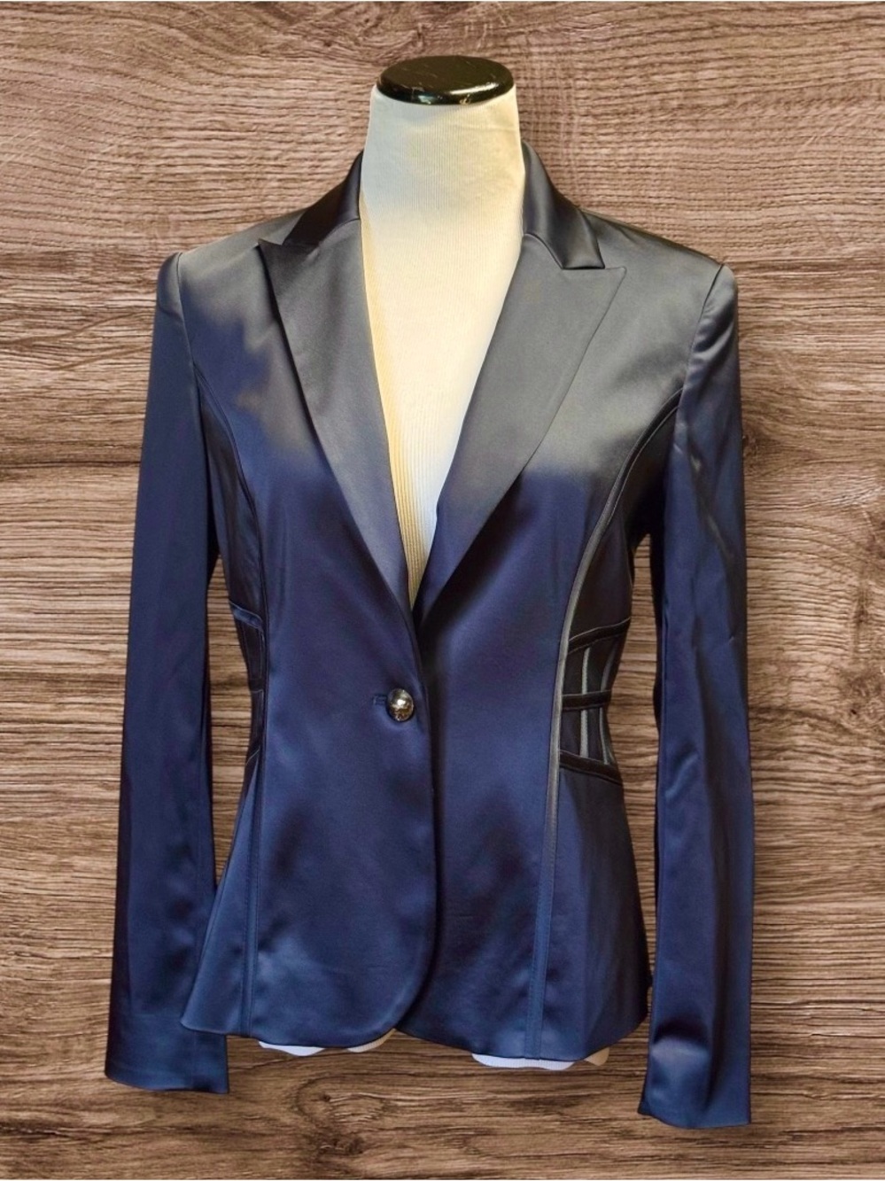 NWT Cache Satin Blazer SZ 10 Navy